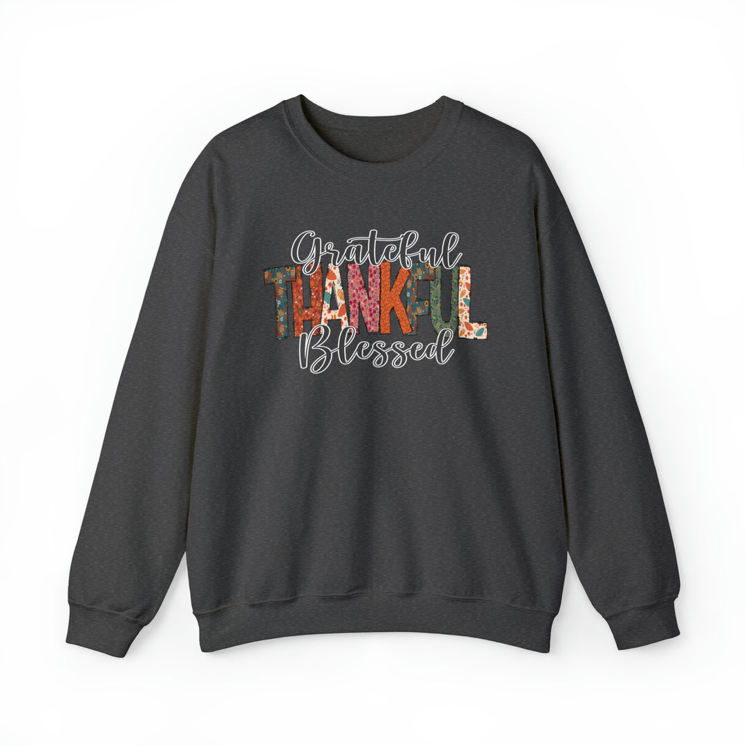 Grateful, Thankful, Blessed Patterns - Unisex Crew-Neck Sweatshirt