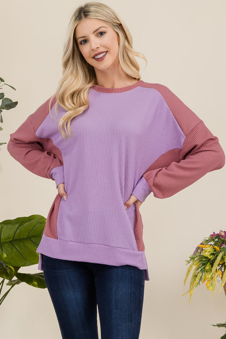 Letting It Go - High-Low Sweatshirt Top - Lavender