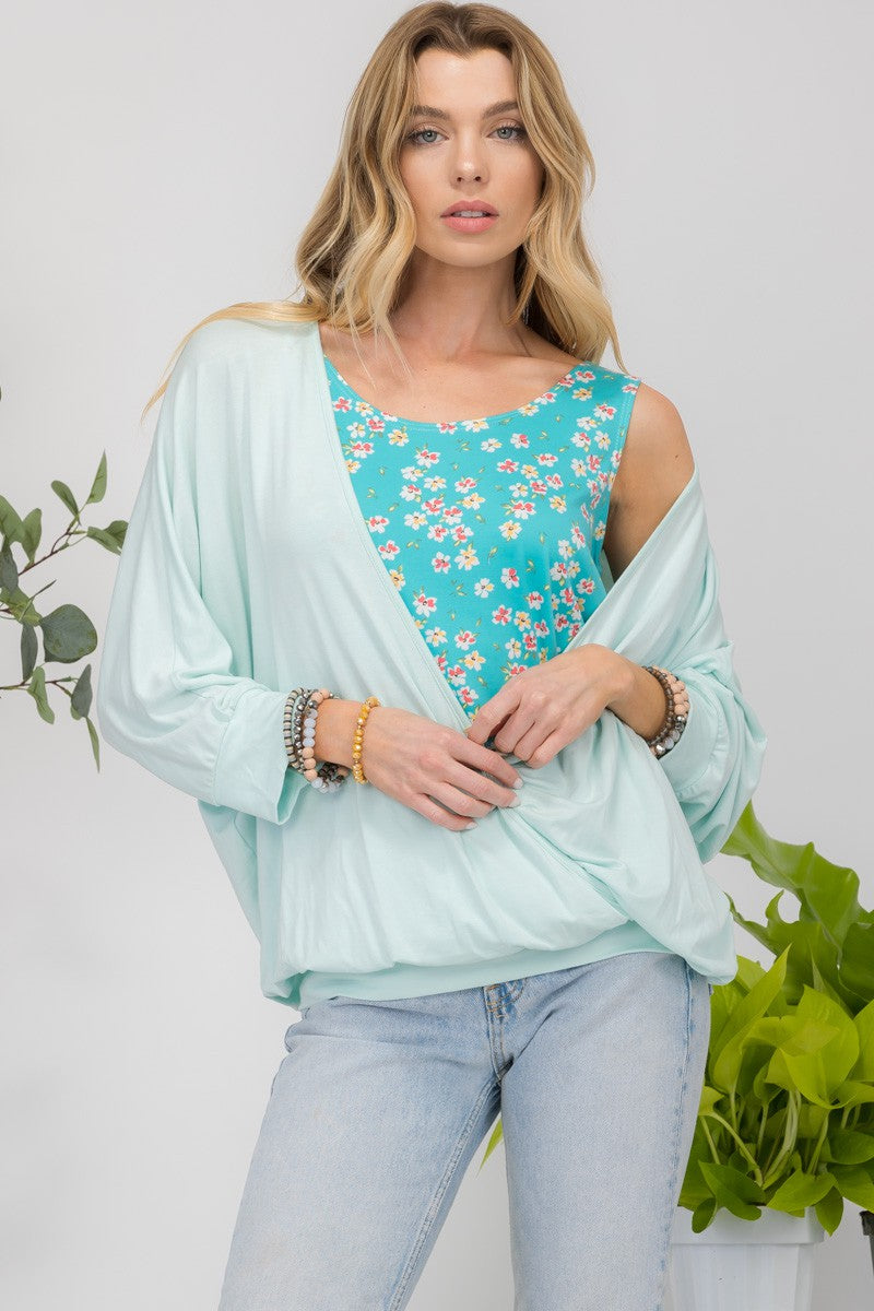 Floral Beauty Top with Two-Layer Detail