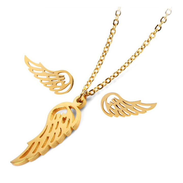 Angel Wings Necklace And Earrings Set