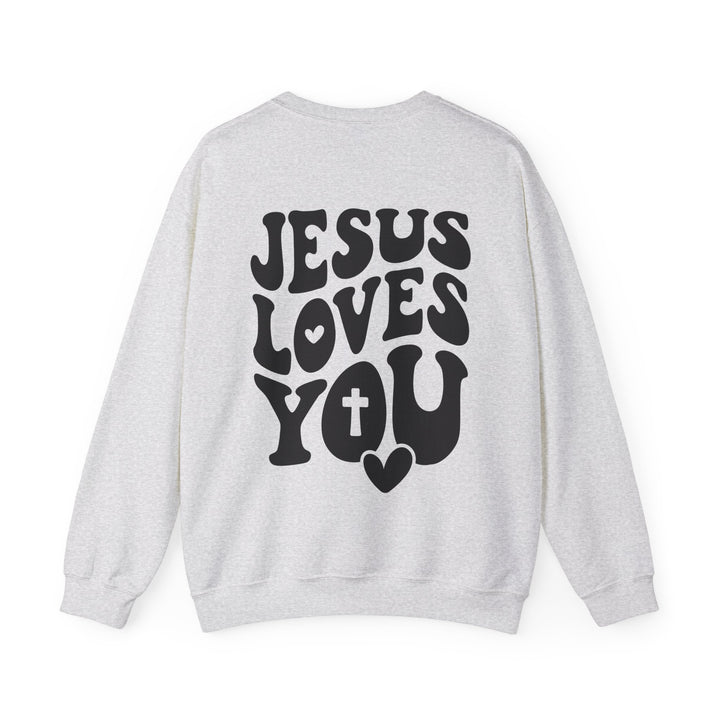 Jesus Loves You - Retro Back Print - Unisex Crew-Neck Sweatshirt