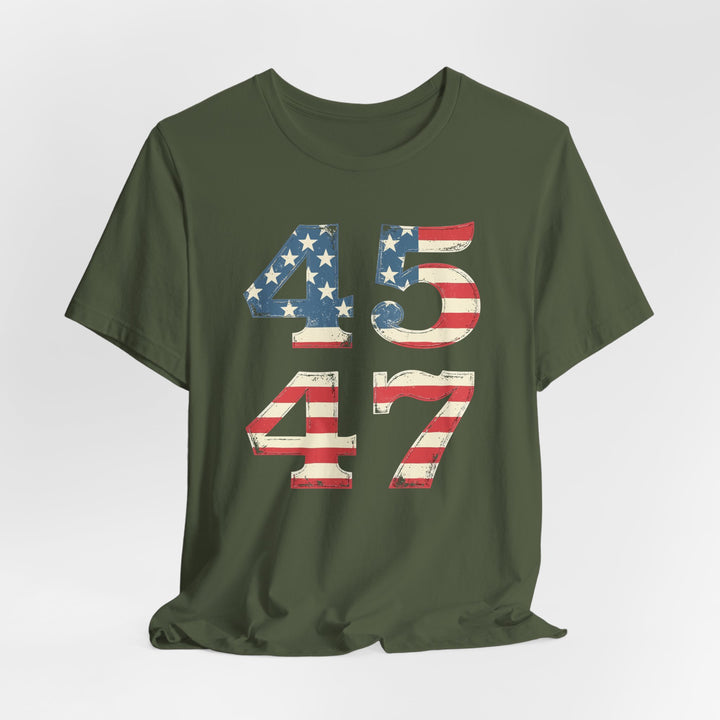 45-47 Vintage USA Flag - Unisex Crew-Neck Tee