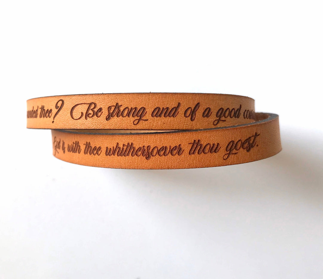 Be Not Afraid Joshua 1:9 Double-Wrap Leather Bracelet - Scripture Bracelet