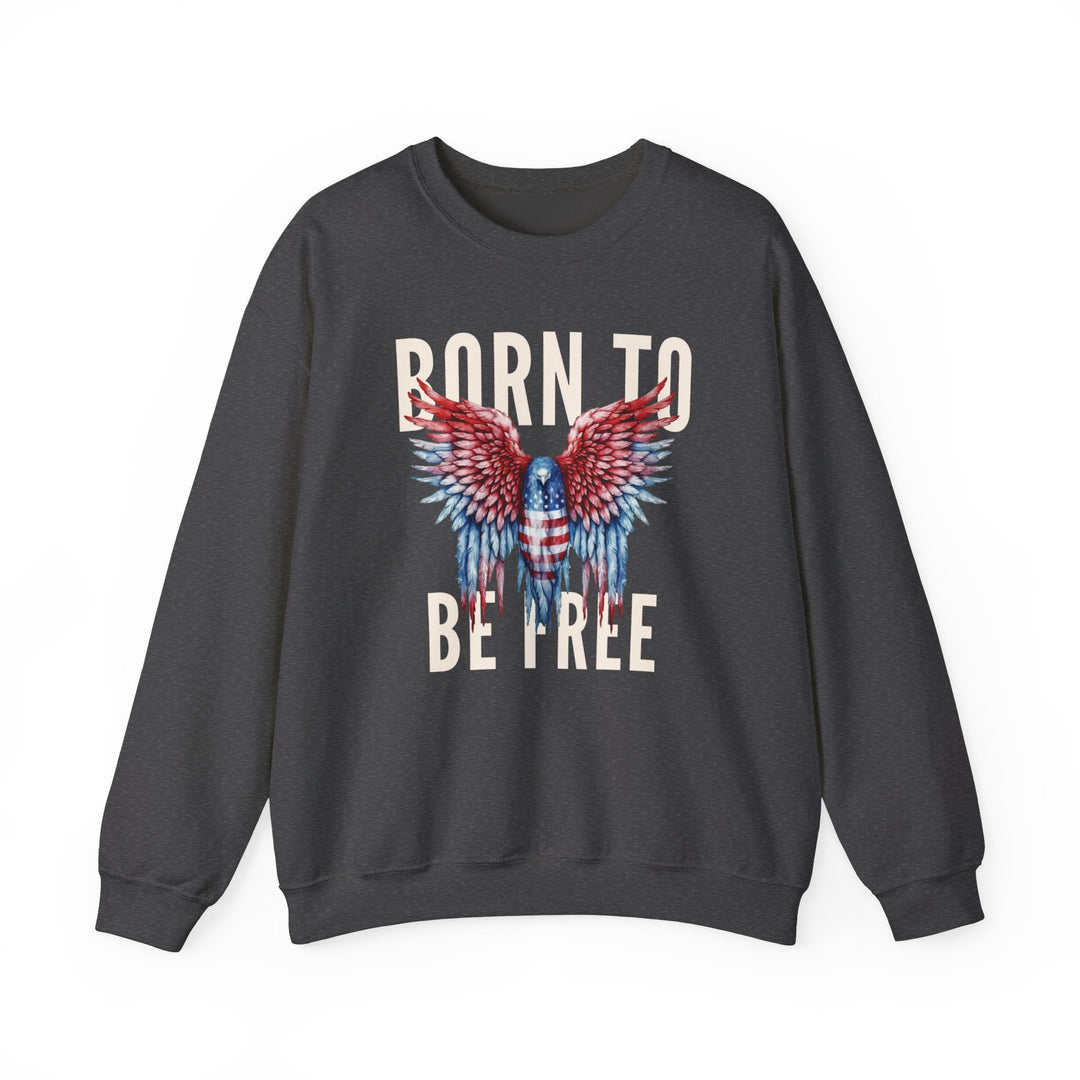 Born To Be Free Watercolor USA Eagle - Unisex Crew-Neck Sweatshirt