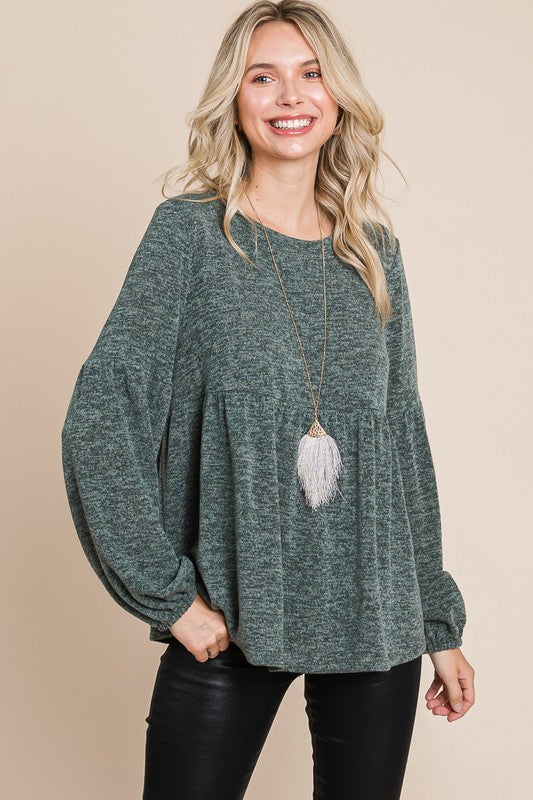 Loved & Adored - Heathered Babydoll Top