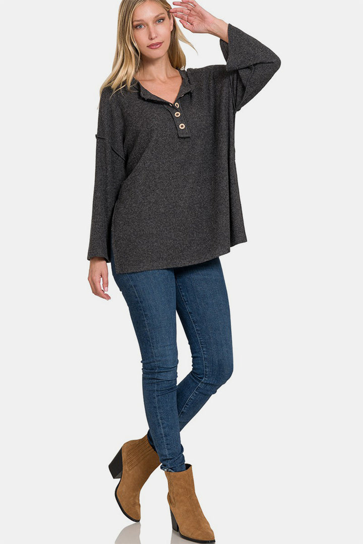 Comfy Days - Oversized Ribbed Knit Top