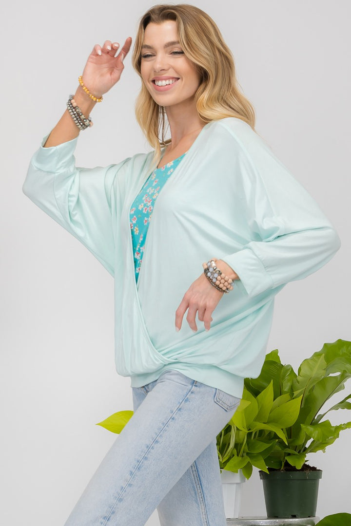 Floral Beauty Top with Two-Layer Detail