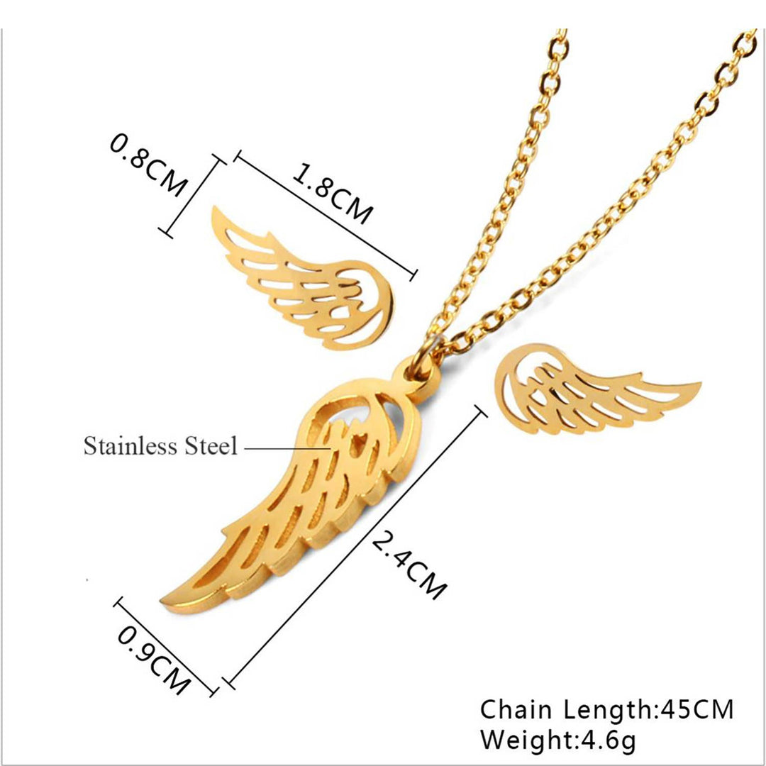 Angel Wings Necklace And Earrings Set