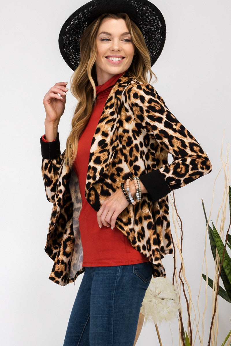 Bold Choices - Leopard Open-Front Blazer