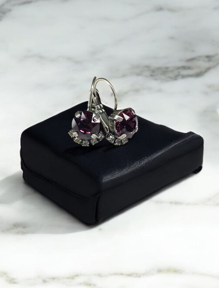 [PRE-ORDER] Amethyst Crystal/Rhinestones - Lever-Back Dangle Earrings [SHIPS in 3-5 WEEKS]