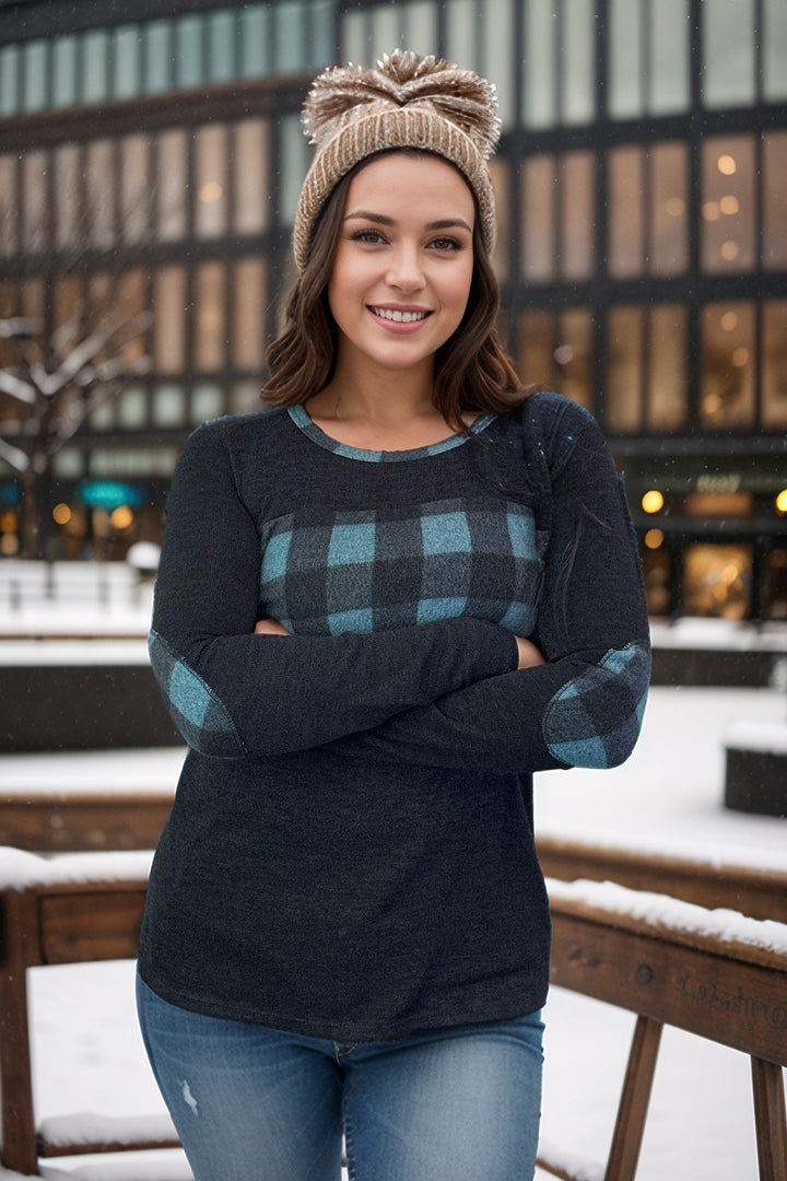 Teal Plaid Cozy Pullover