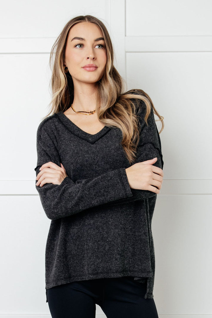 Never-Ending Cozy - Soft-Brushed Hacci Top - Black