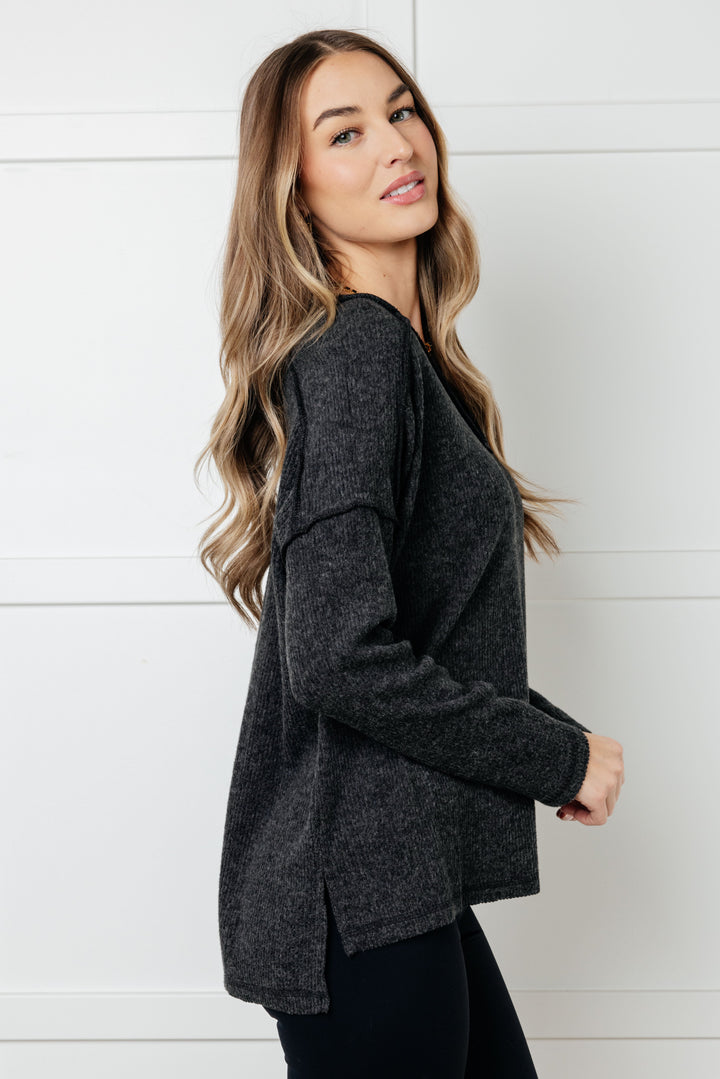 Never-Ending Cozy - Soft-Brushed Hacci Top - Black