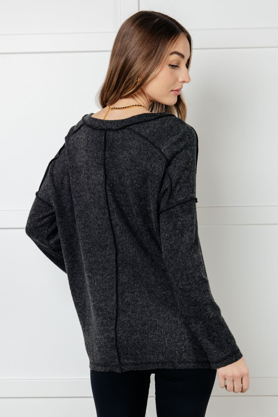 Never-Ending Cozy - Soft-Brushed Hacci Top - Black