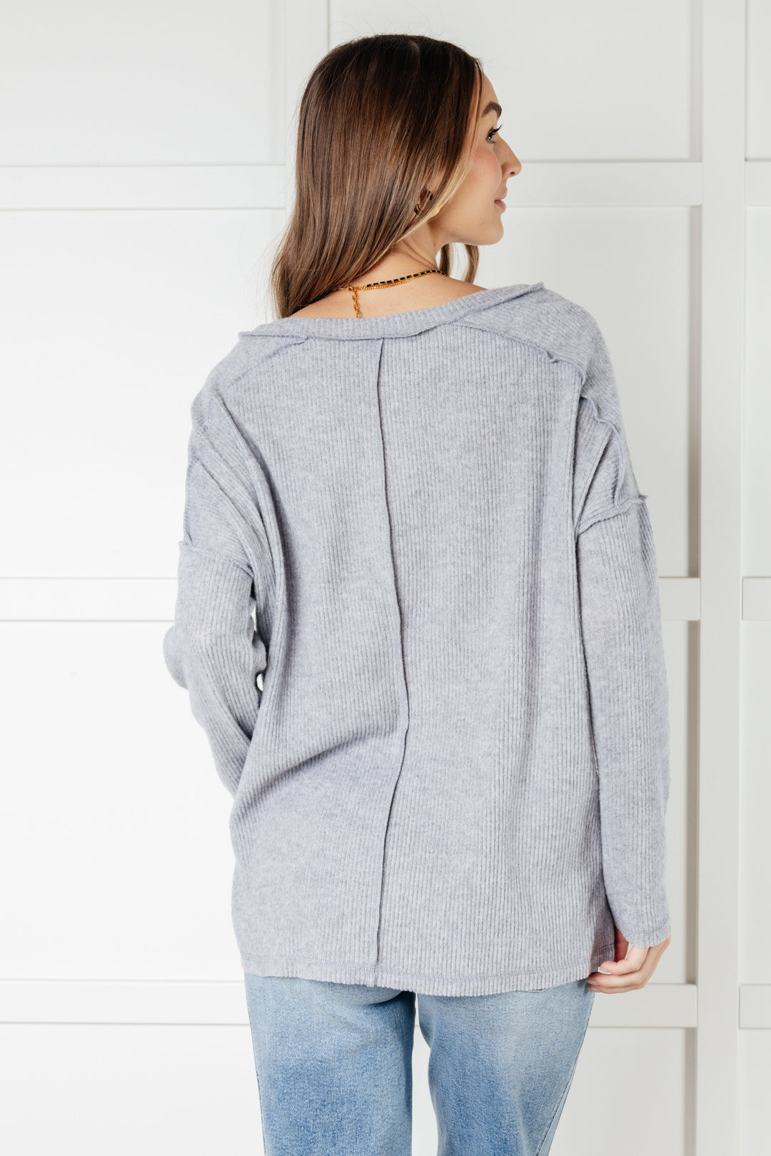 Never-Ending Cozy - Soft-Brushed Hacci Top - Heather Grey