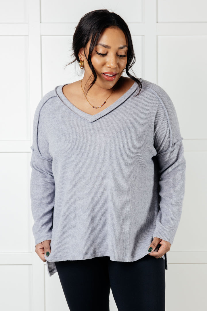 Never-Ending Cozy - Soft-Brushed Hacci Top - Heather Grey