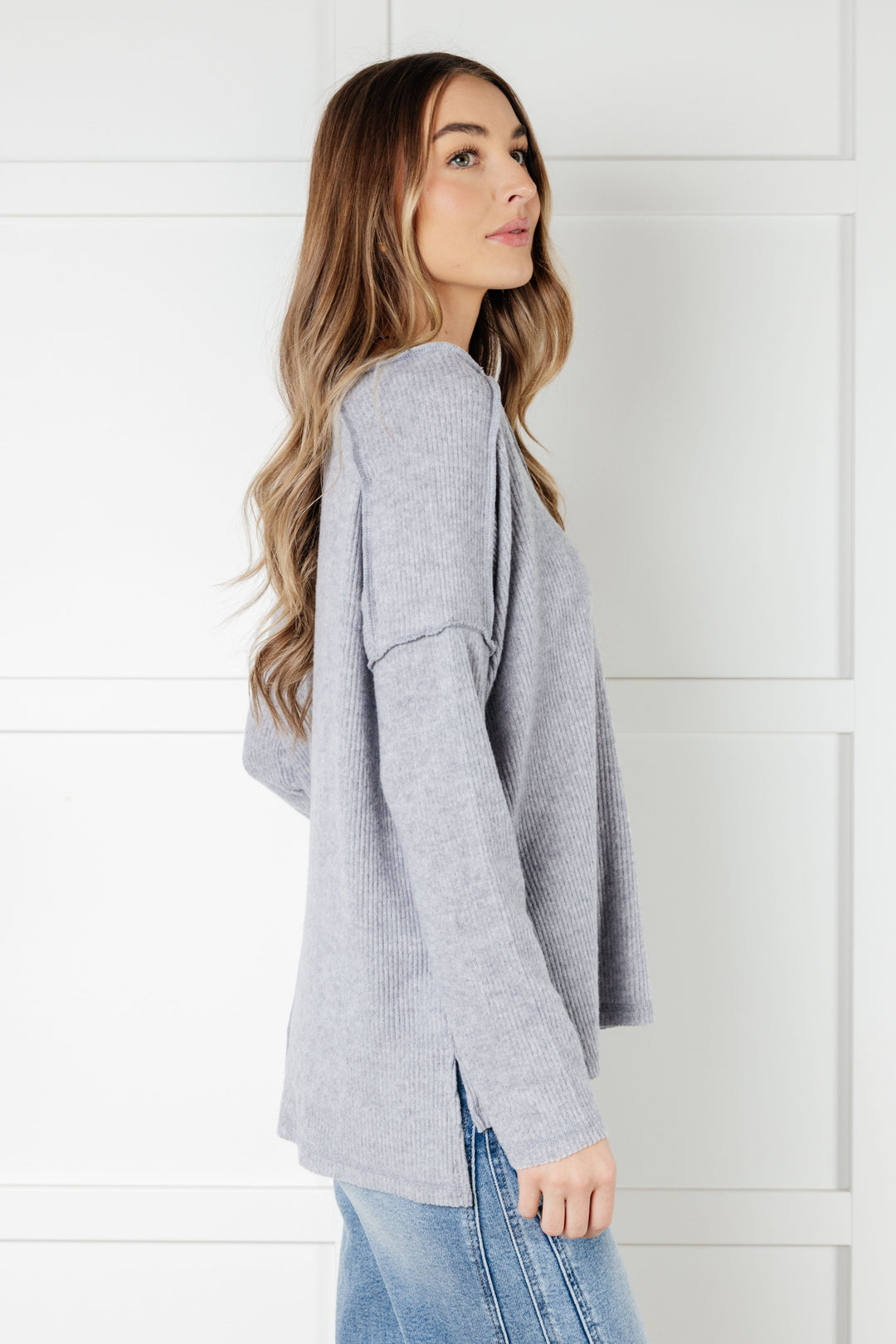 Never-Ending Cozy - Soft-Brushed Hacci Top - Heather Grey