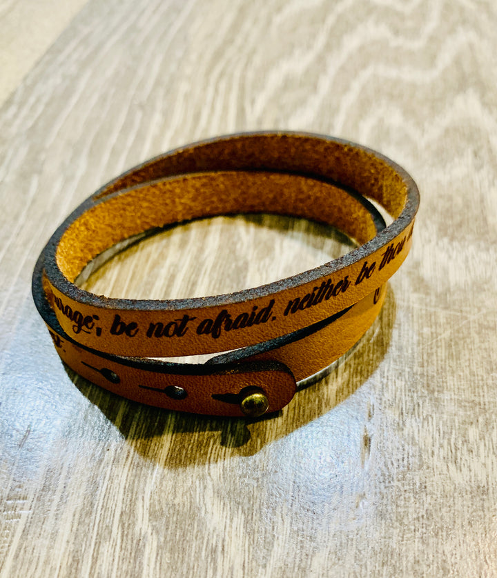 Be Not Afraid Joshua 1:9 Double-Wrap Leather Bracelet - Scripture Bracelet