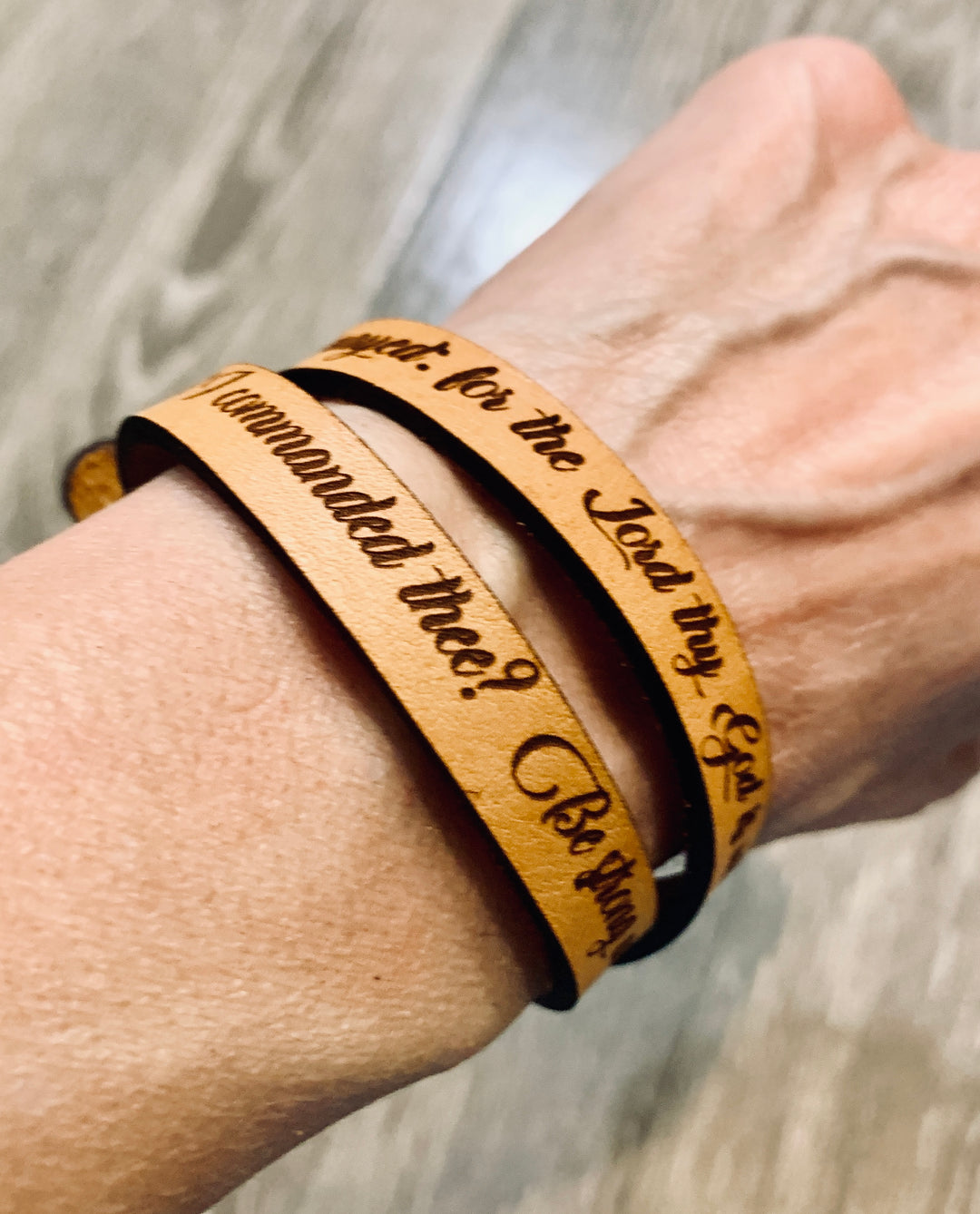 Be Not Afraid Joshua 1:9 Double-Wrap Leather Bracelet - Scripture Bracelet