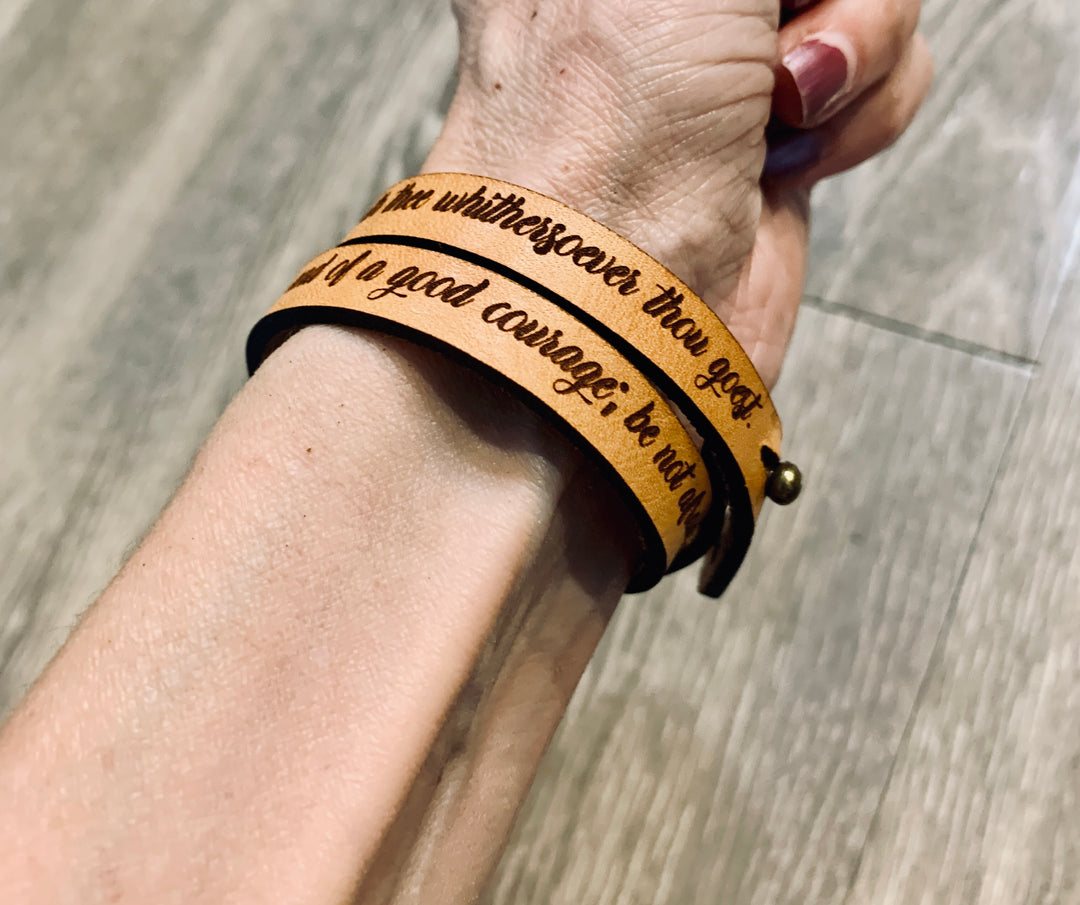 Be Not Afraid Joshua 1:9 Double-Wrap Leather Bracelet - Scripture Bracelet