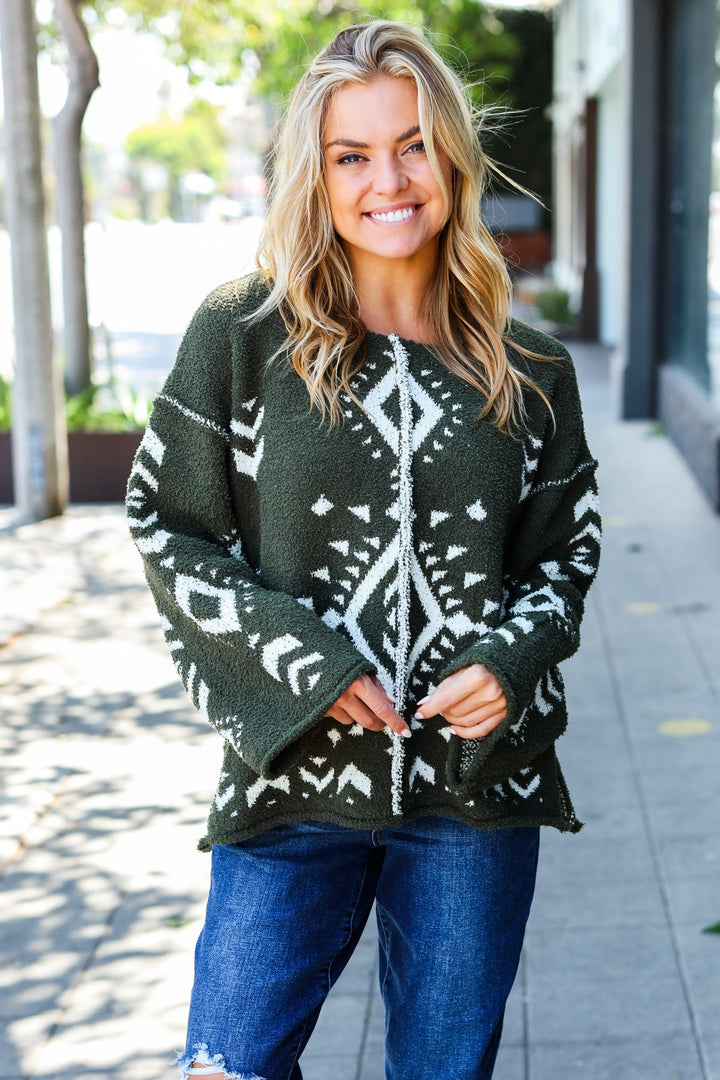 Blanket Cozy - Aztec-Print Fuzzy Sweater