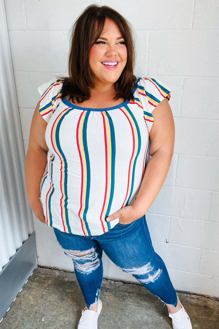 Multicolor Striped Raglan Top