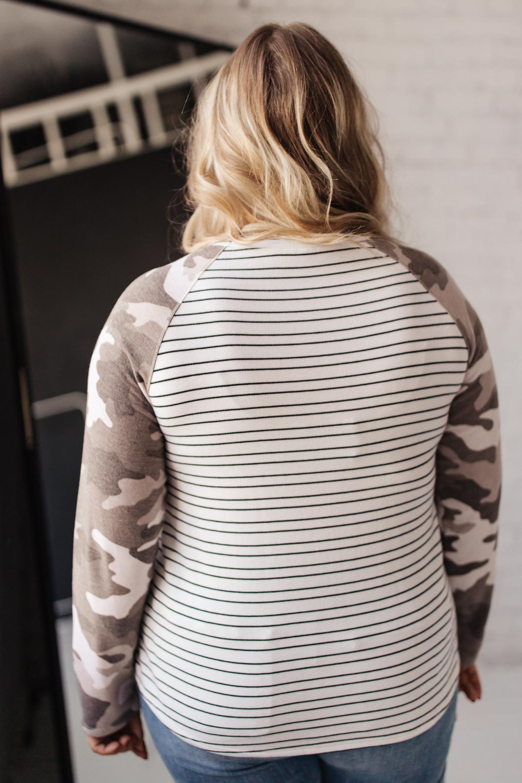 Modern Mixup Camo Striped Raglan Top