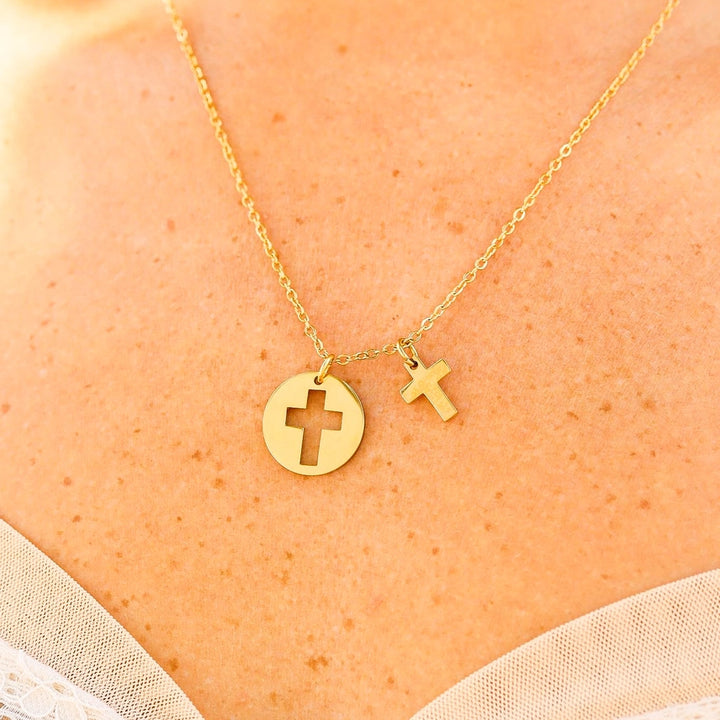 Elegant Minimalist Cross Circle Charm Detached Necklace