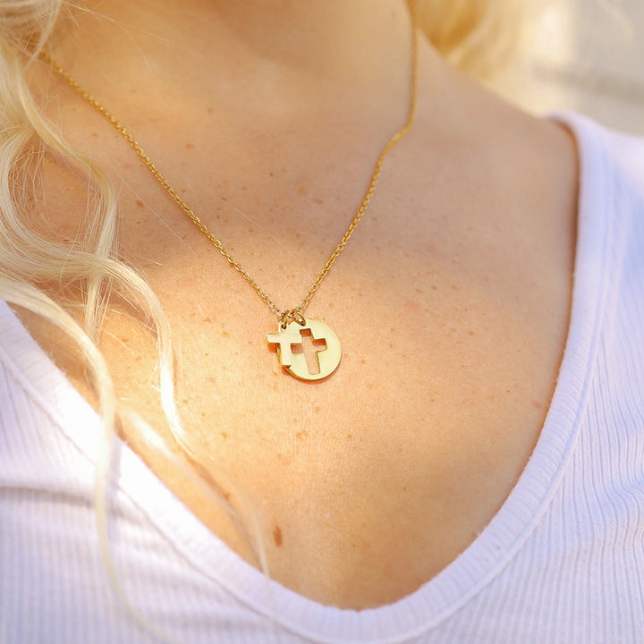 Elegant Minimalist Cross Circle Charm Detached Necklace