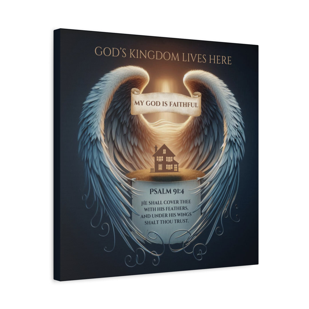 Psalm 91:4 Personalized Custom Canvas Art | Home Covered Under His Wings | Customize It