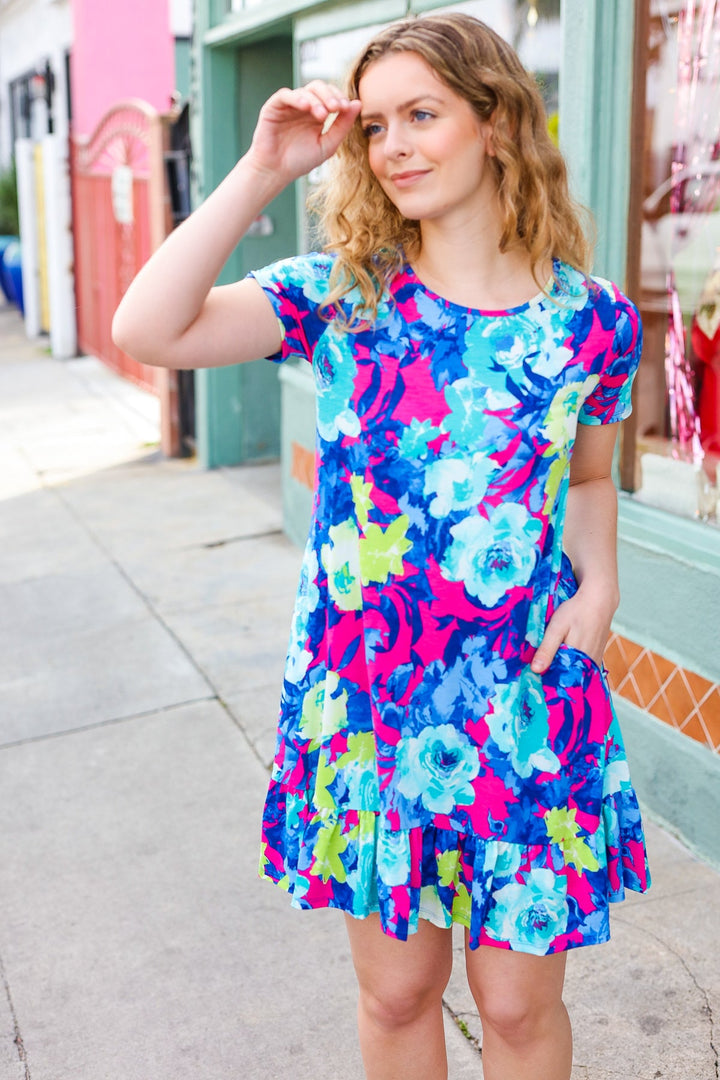 Look Your Best - Floral Ruffle-Hem Dress