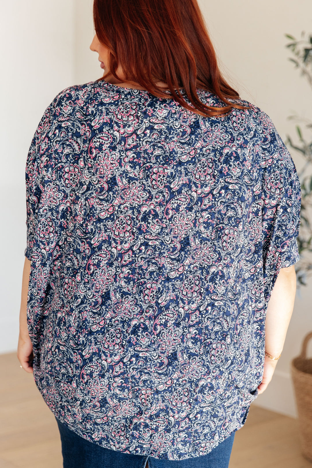 Essentially You Batwing Top - Navy Paisley