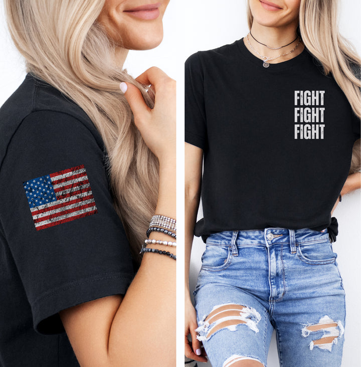 Fight, fight, fight USA Flag Sleeve Print - Unisex Crew-Neck Tee