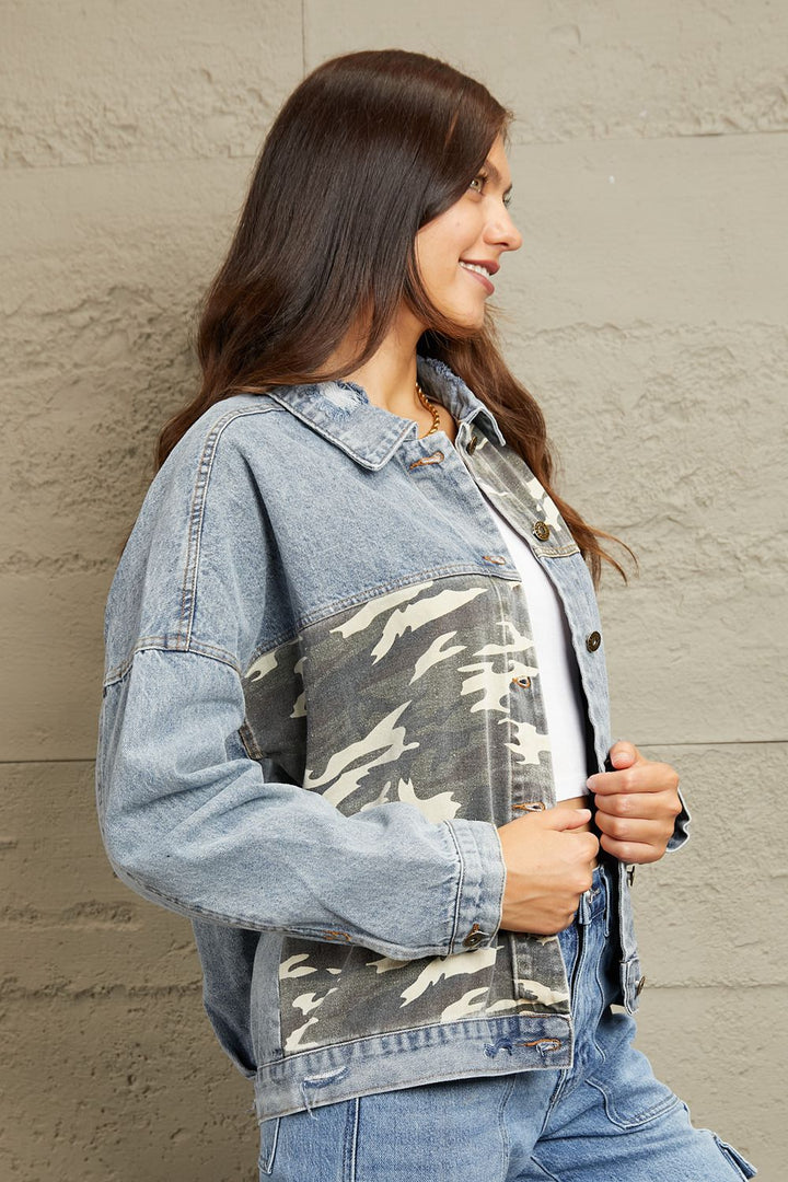 Adventure Girl - Washed Denim Camo Jacket