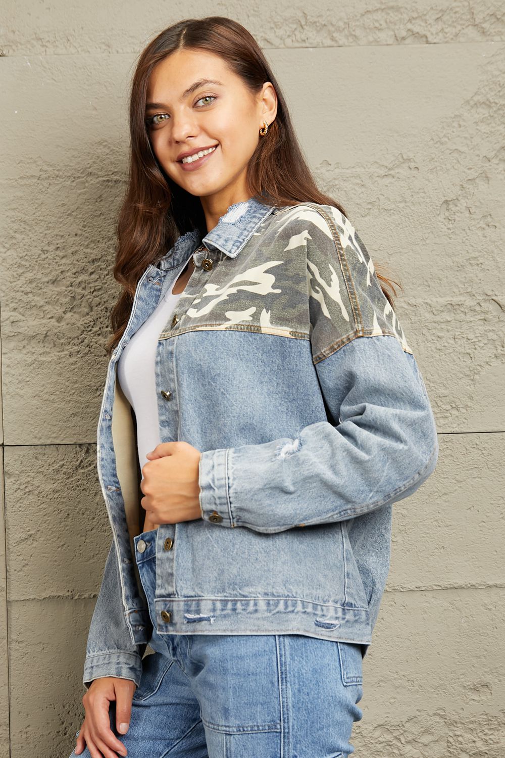 Adventure Girl - Washed Denim Camo Jacket