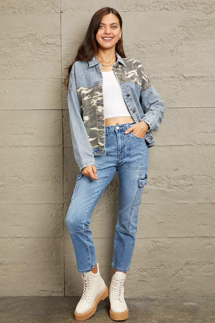 Adventure Girl - Washed Denim Camo Jacket