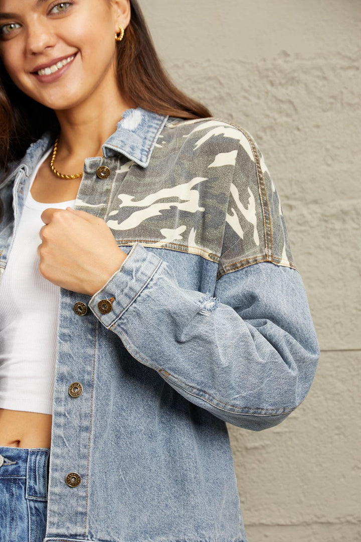 Adventure Girl - Washed Denim Camo Jacket