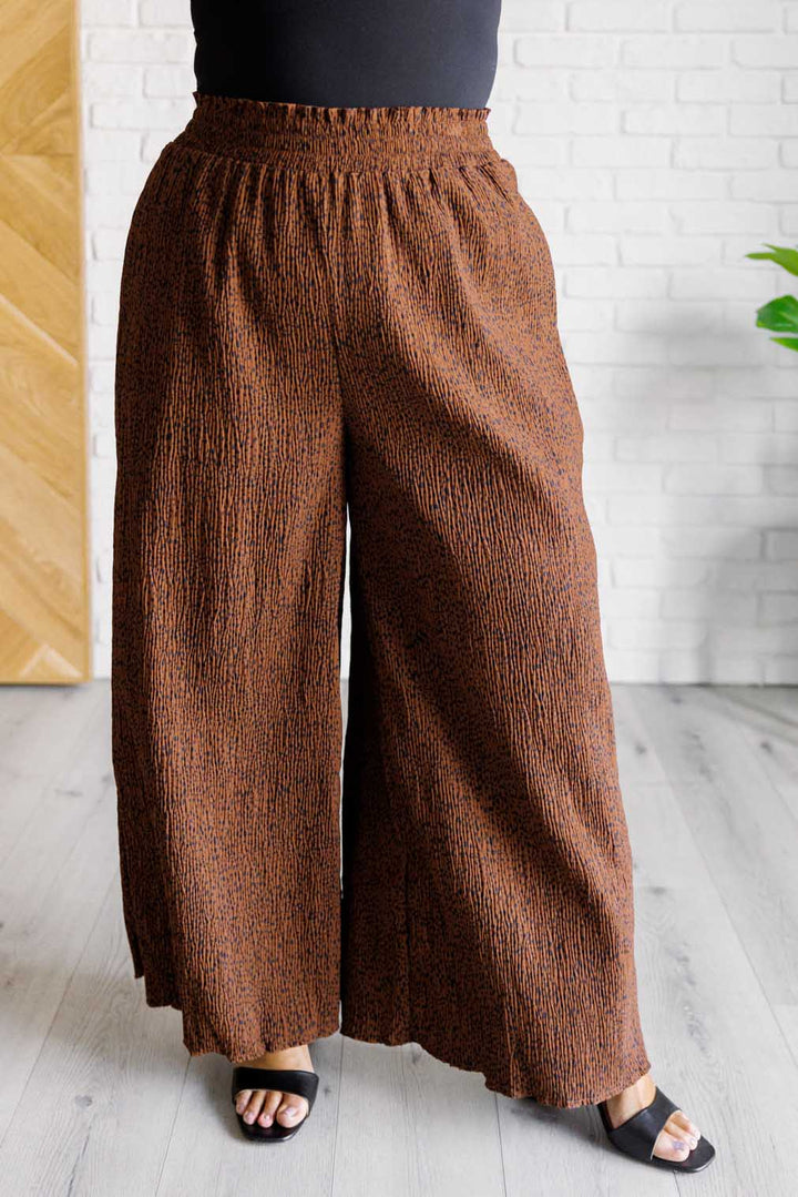 High-Rise Wide-Leg Pants - Brown