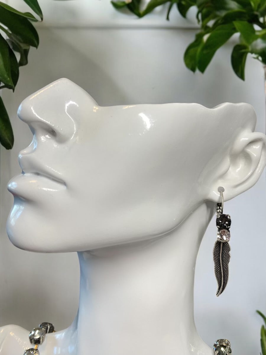 Under His Feathers - 2-Crystal Dangle Earrings