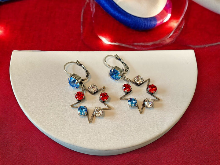 [PRE-ORDER] Forever Patriot - USA Star Crystal Dangle Earrings - Fight, Fight, Fight Collection [SHIPS in 3-5 WEEKS]