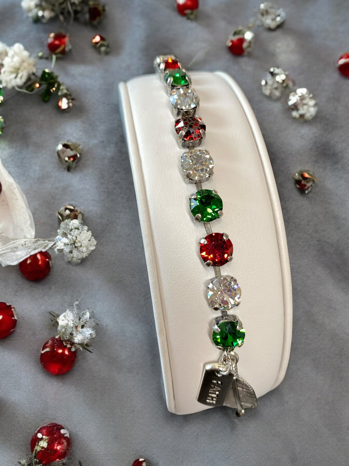 Faith Charm - Christmas-Themed Austrian Crystal Feather Bracelet