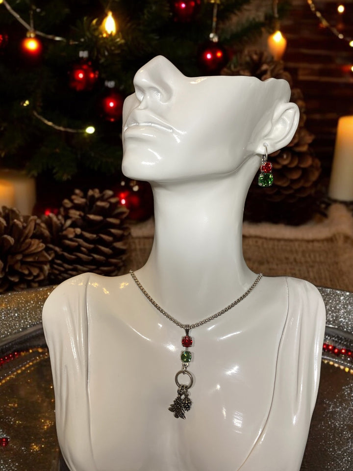 [PRE-ORDER] Christmas-Themed Crystal Dangle Charm Necklace [SHIPS in 3-5 WEEKS]