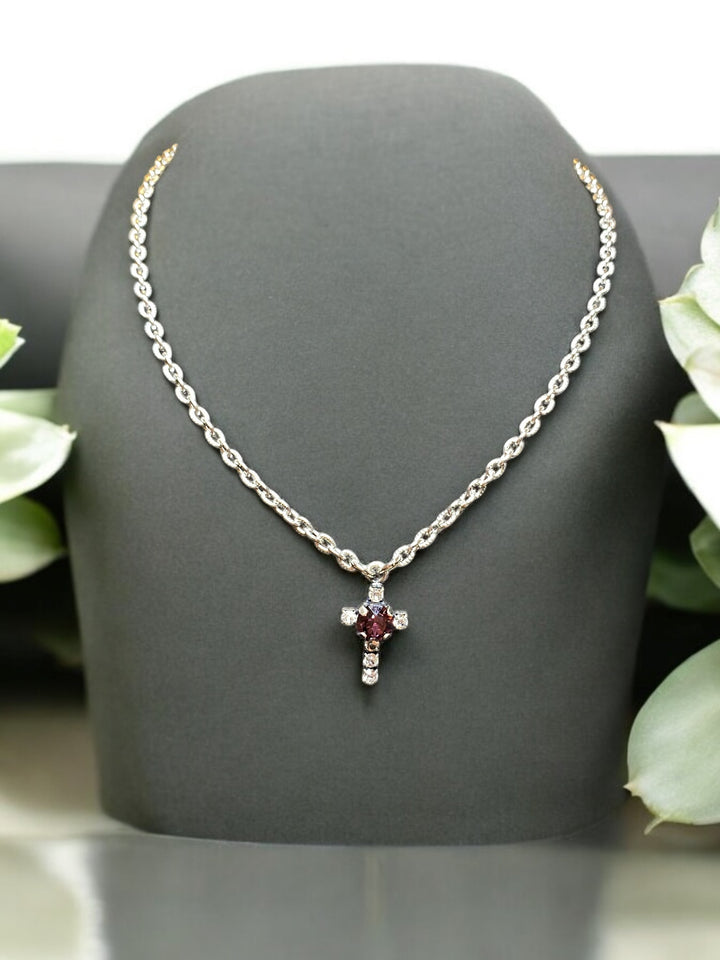 [PRE-ORDER] At The Cross - King Jesus - Amethyst Crystal Cross Rhinestone Necklace [SHIPS IN 1-3 WEEKS]