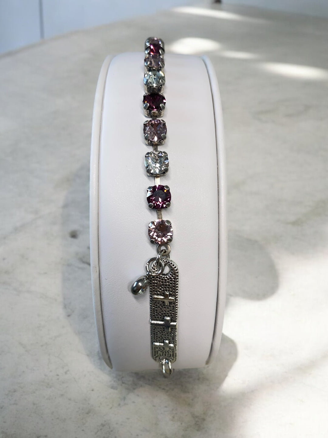 [PRE-ORDER] At The Cross - King Jesus - Amethyst & Clear Crystal Cross Bracelet [SHIPS IN 1-3 WEEKS]