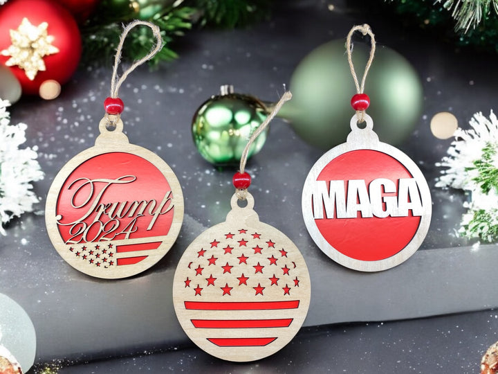 [PRE-ORDER] Celebrate Victory - Large Handmade Wood Patriotic MAGA Ornaments | Made in the USA (Choice of 3 Large) [SHIPS IN 1-2 WEEKS]