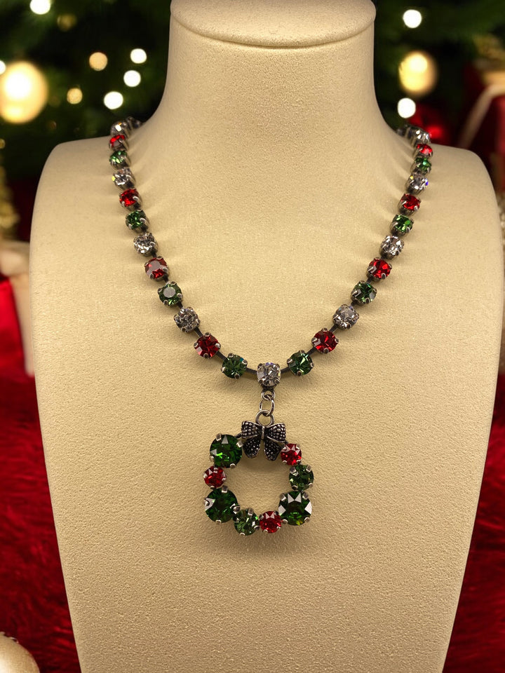 [PRE-ORDER] Holiday Stunner - Christmas Wreath Crystal Necklace [SHIPS IN 1-2 WEEKS]