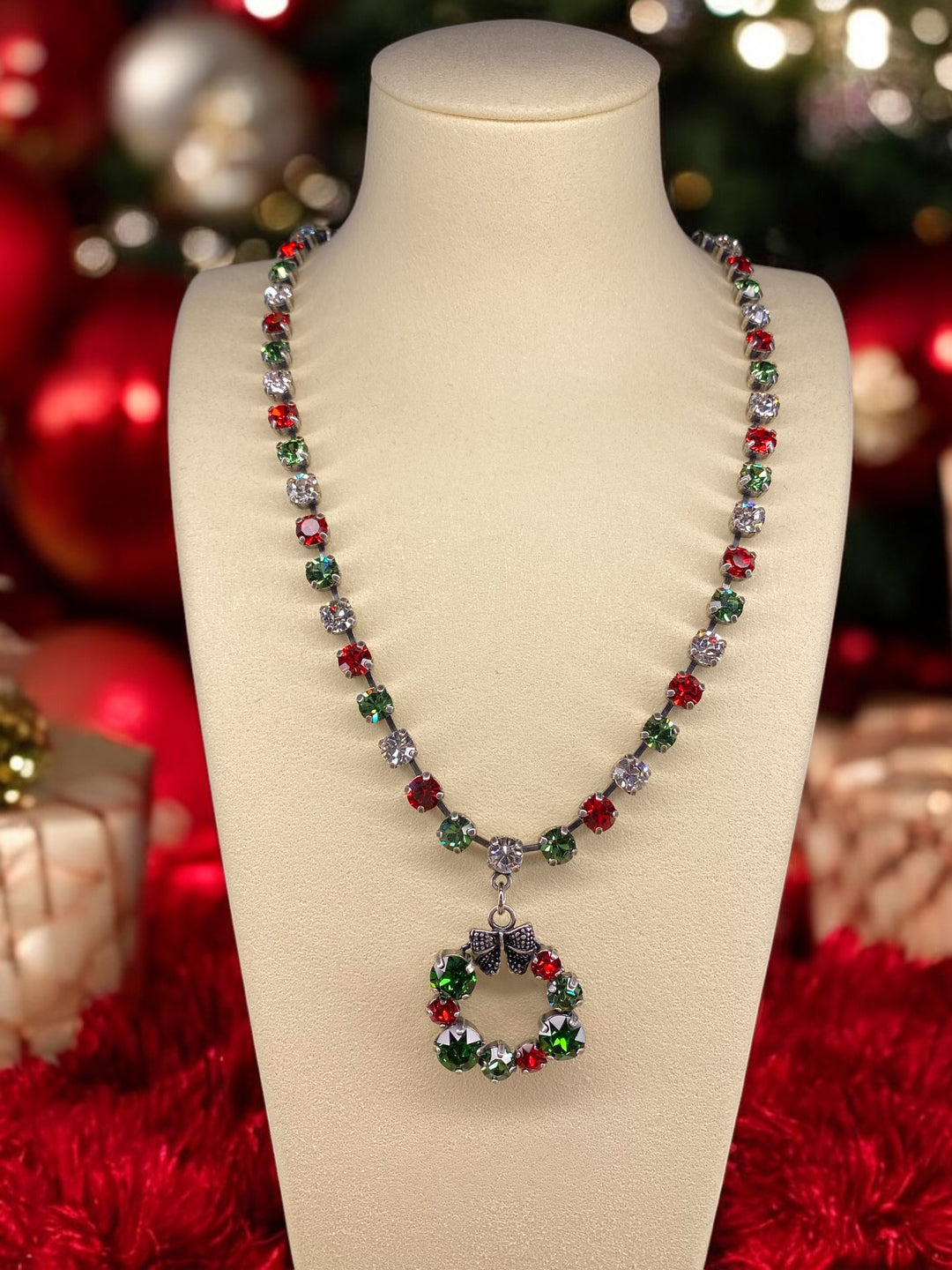 [PRE-ORDER] Holiday Stunner - Christmas Wreath Crystal Necklace [SHIPS IN 1-2 WEEKS]