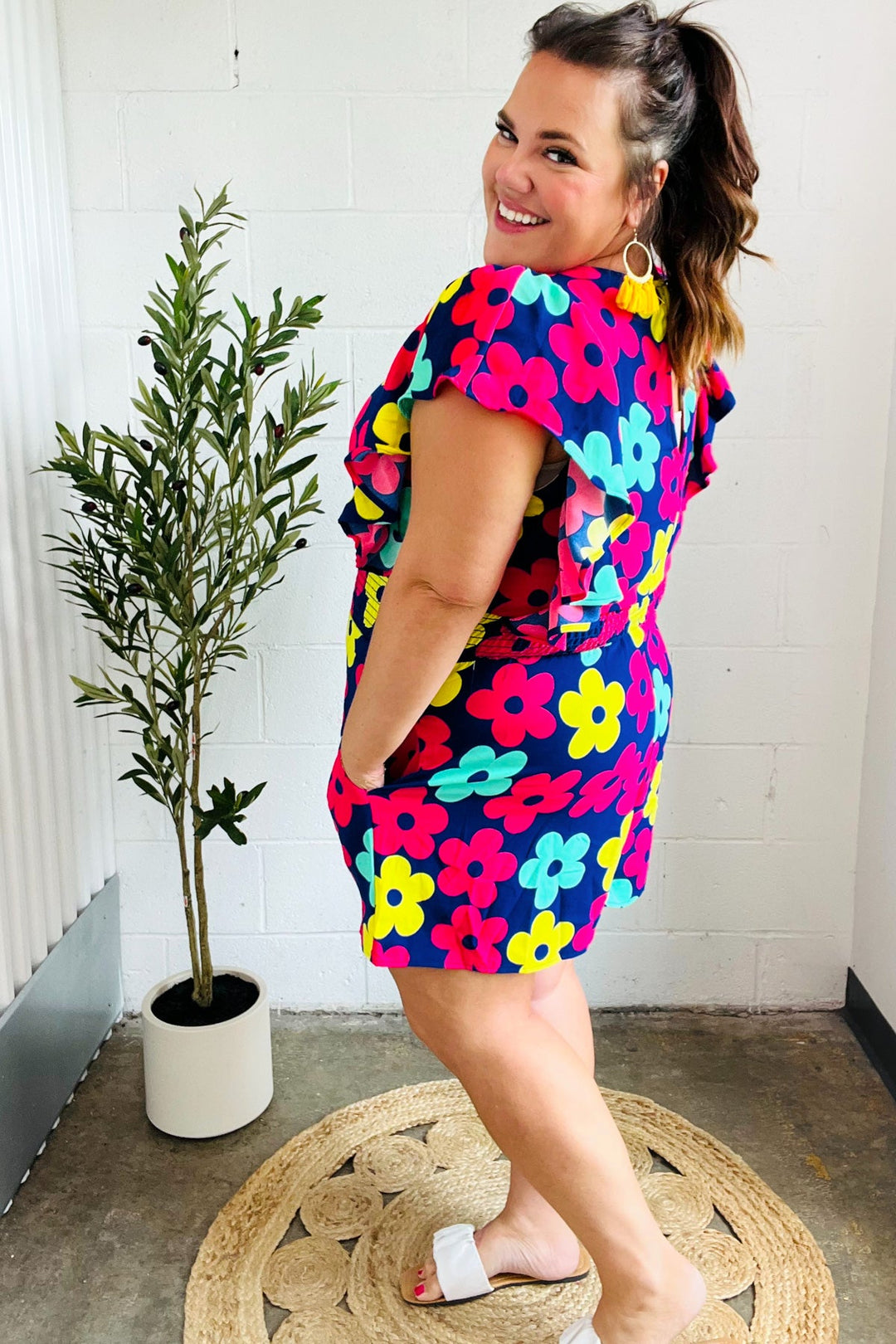 Bold Florals - Smocked-Waist Romper