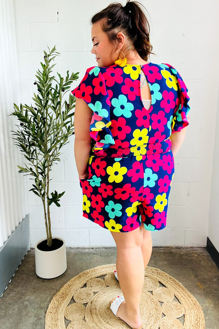 Bold Florals - Smocked-Waist Romper