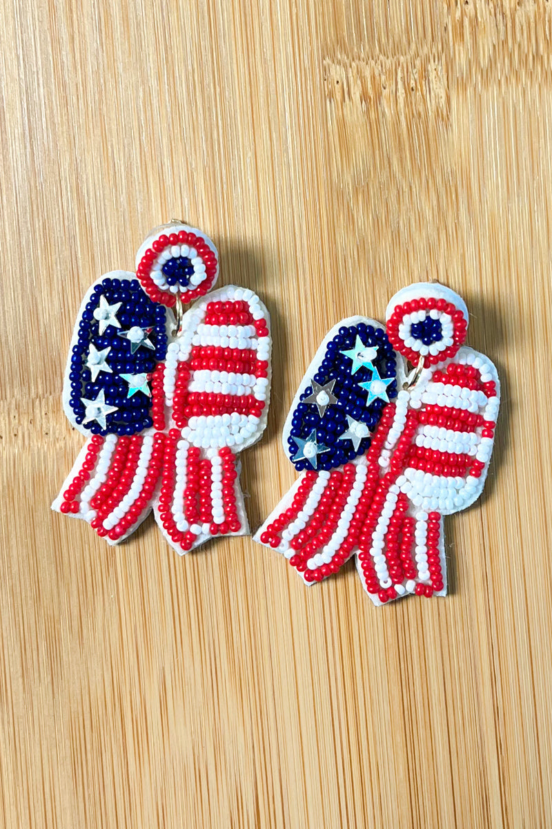 Americana Bow Beaded Earrings